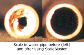 Scale in Water Pipe Before and After